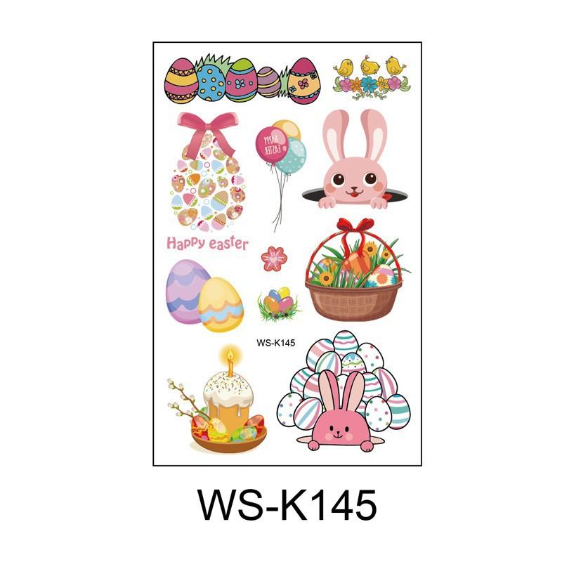 Cross Border Easter Party Egg Tattoo Sticker Waterproof Holiday Children's Cartoon Rabbit