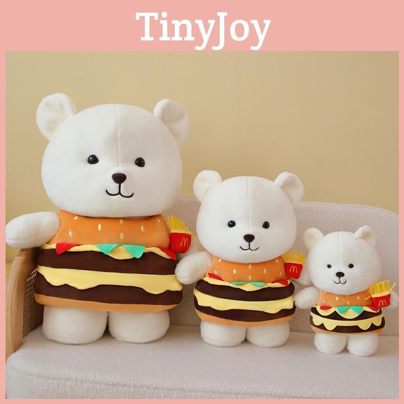 Adorable White Plush Bear Toy Creative Burger Bear Stuffed Animal Includes Pp Cotton