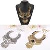 Qw Vintage European Designer Necklace With Hollow Flower Pattern And Leaf Tassel For Gift And Travel Souvenir
