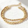 Men Waterproof Cuban Chain Bracelet Set Stainless Steel Bracelet Gold Link Bracelet Jewelry Gifts for Boyfriend, Dad and Son