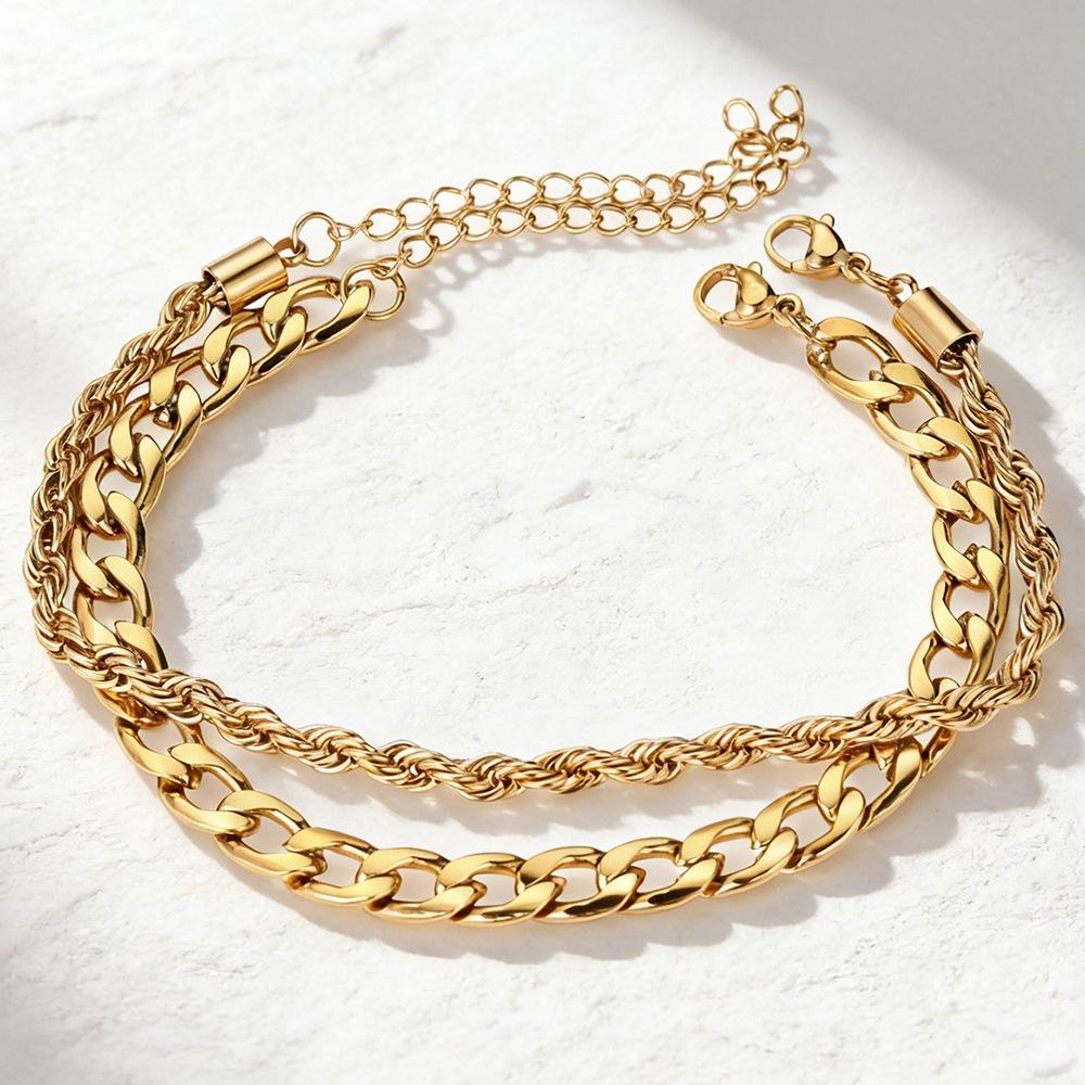 Men Waterproof Cuban Chain Bracelet Set Stainless Steel Bracelet Gold Link Bracelet Jewelry Gifts for Boyfriend, Dad and Son