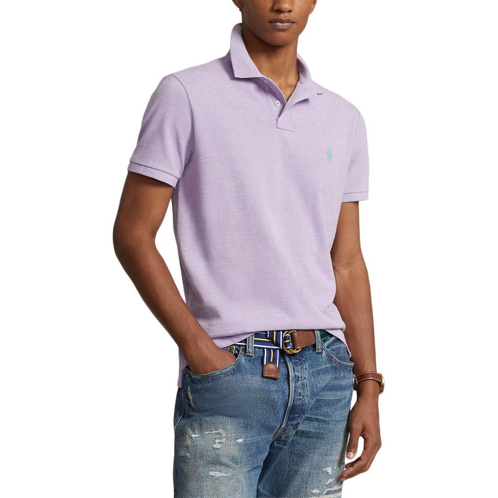 Polo Ralph Lauren Logo Embroidered Solid Color Short Sleeve Polo Shirt Men tops Light-Purple 710680784-370