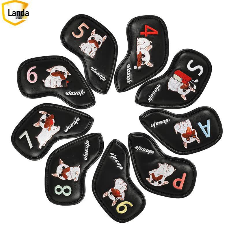 Landa Cartoon French Bulldog Golf Iron Headcovers (9 Pcs)