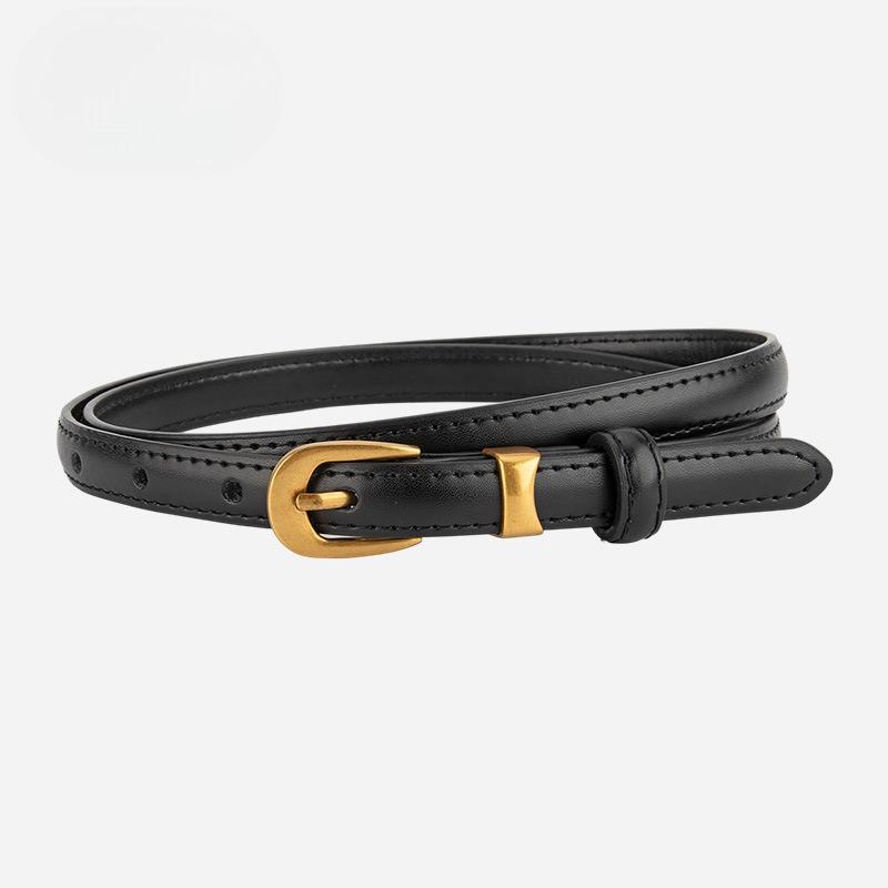 Genuine Leather Pin Buckle Women's Thin Belt with Jeans Fashionable Versatile Belt for Women Ins Style Cowhide Leather
