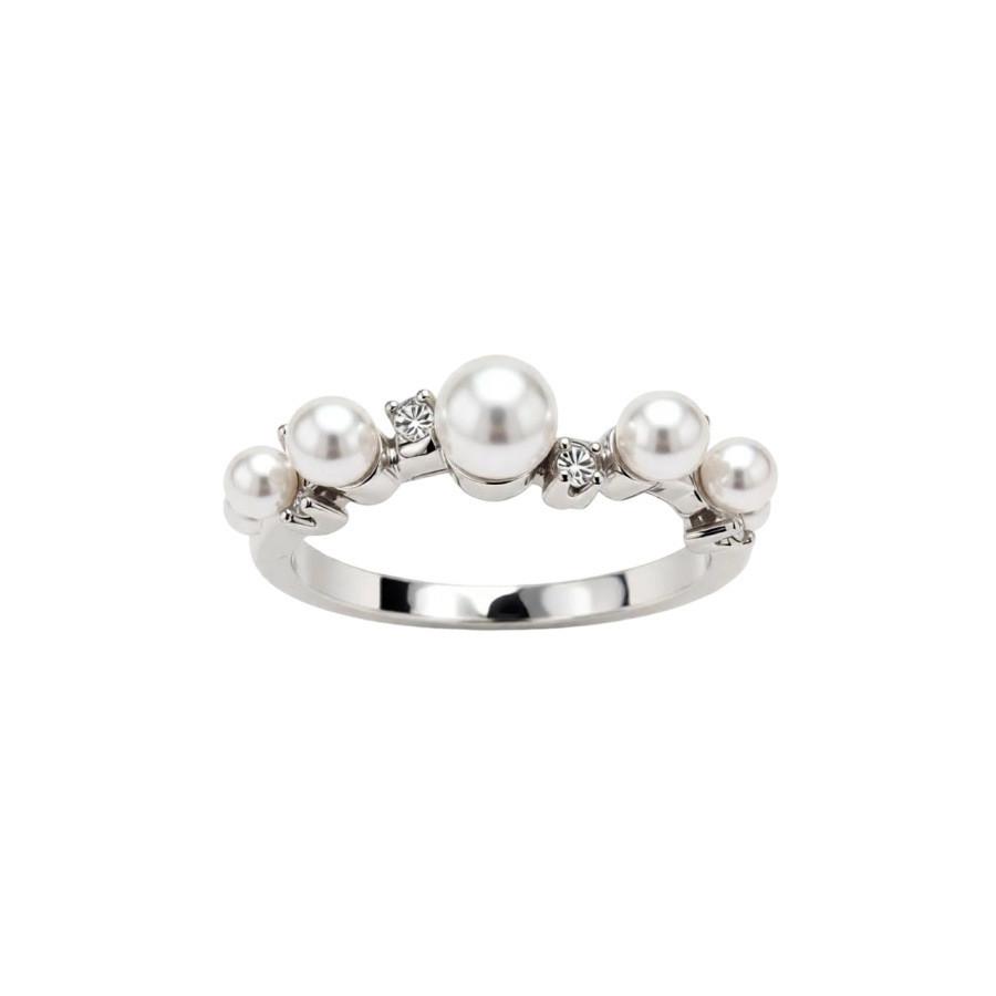 Zircon Threelayer Pearl Open Ring For Women Geometric Style Elegant Jewelry
