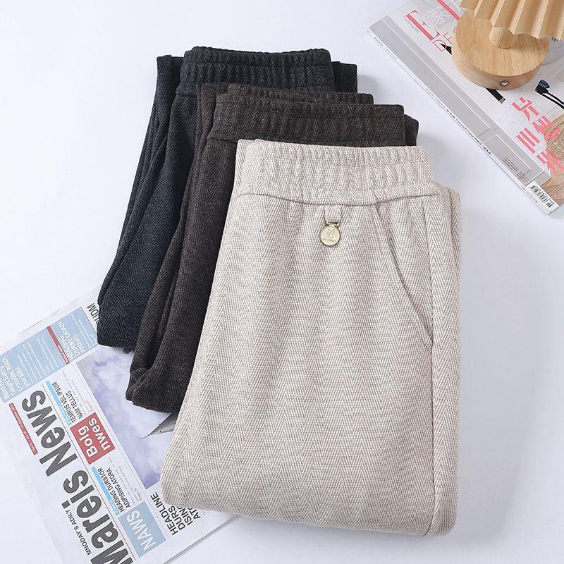Mom's High-Waisted Drapey Wide-Leg Pants for Autumn/Winter - Plus Velvet for Middle-Aged and Elderly Women