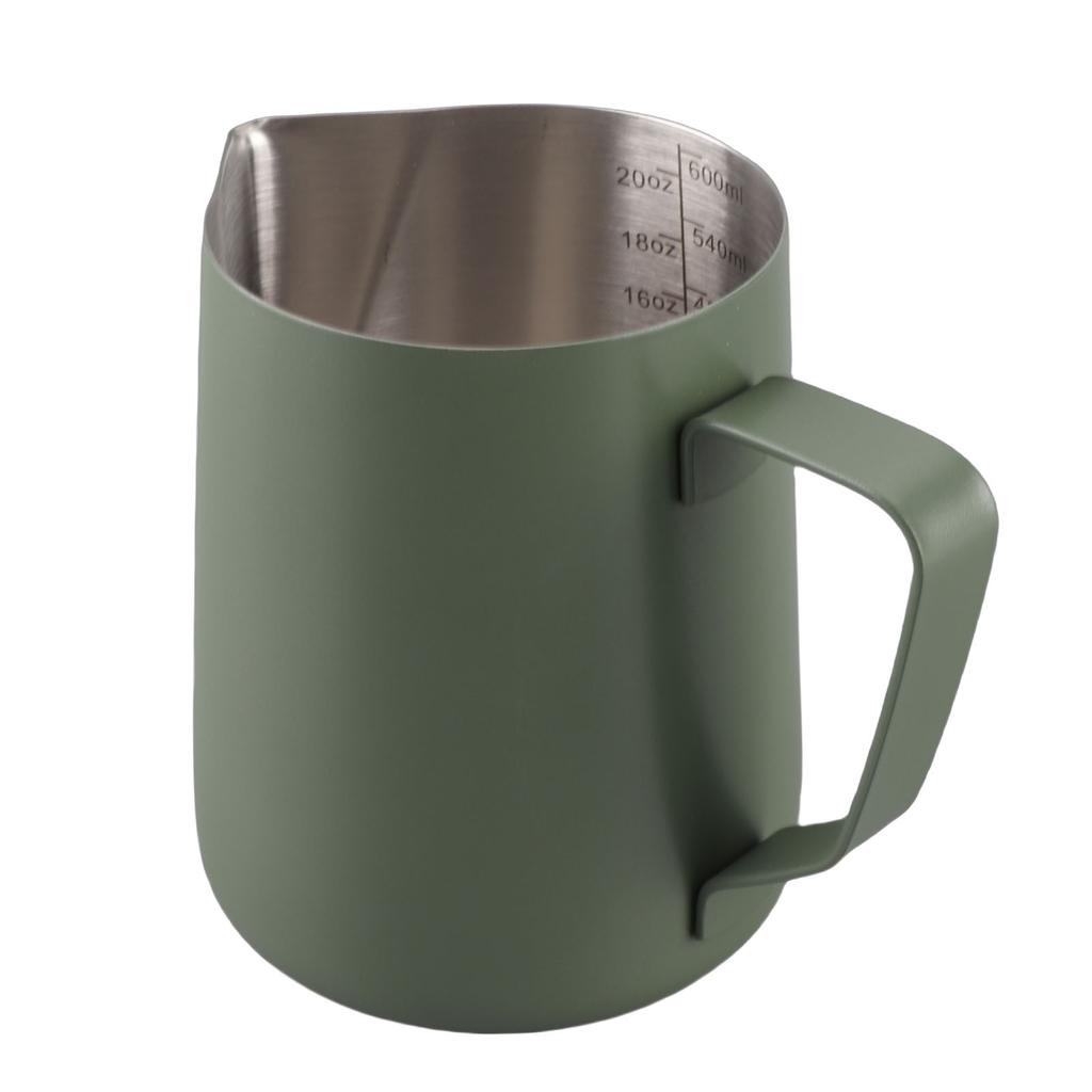 600ml Milk Frother Jug 304 Stainless Steel Coffee Frothing Cup Point Mouth Latte Art Pitcher with Scale for Home Kitchen Cafe