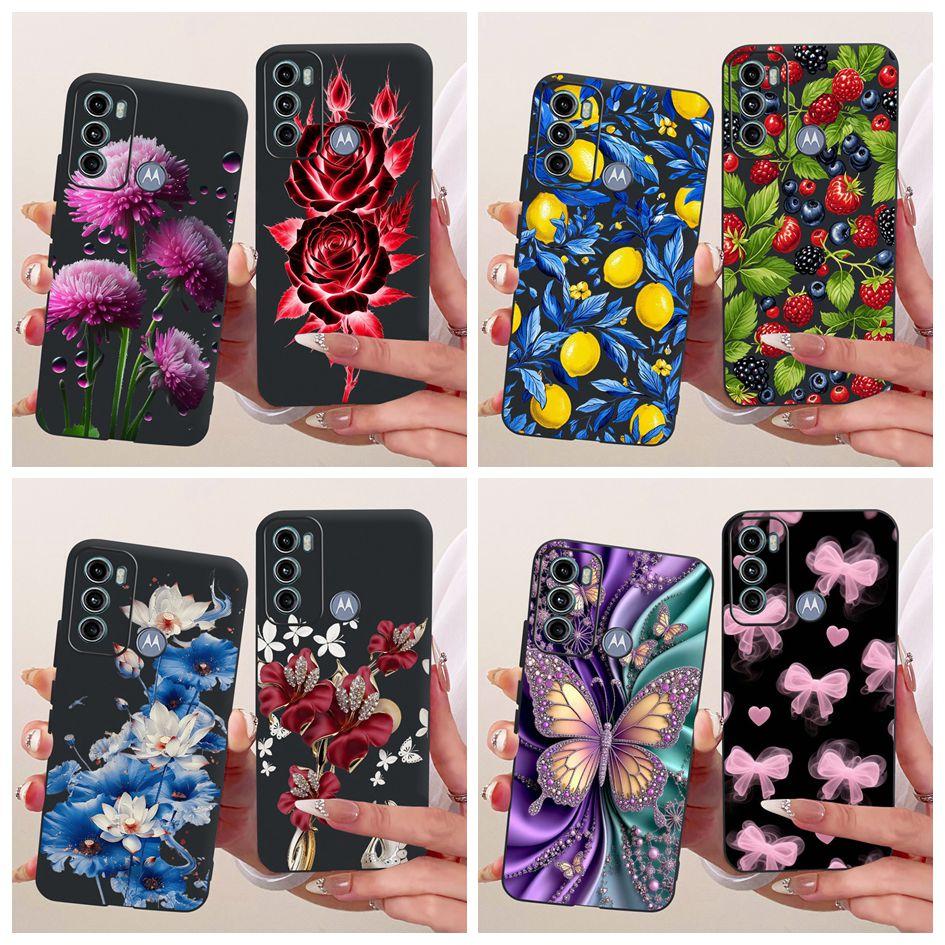 Case For Motorola Moto G60 Cover 6.8" Popular Butterfly Flower Soft Black Silicone Phone Case For Motorola Moto G40 Fusion Shell