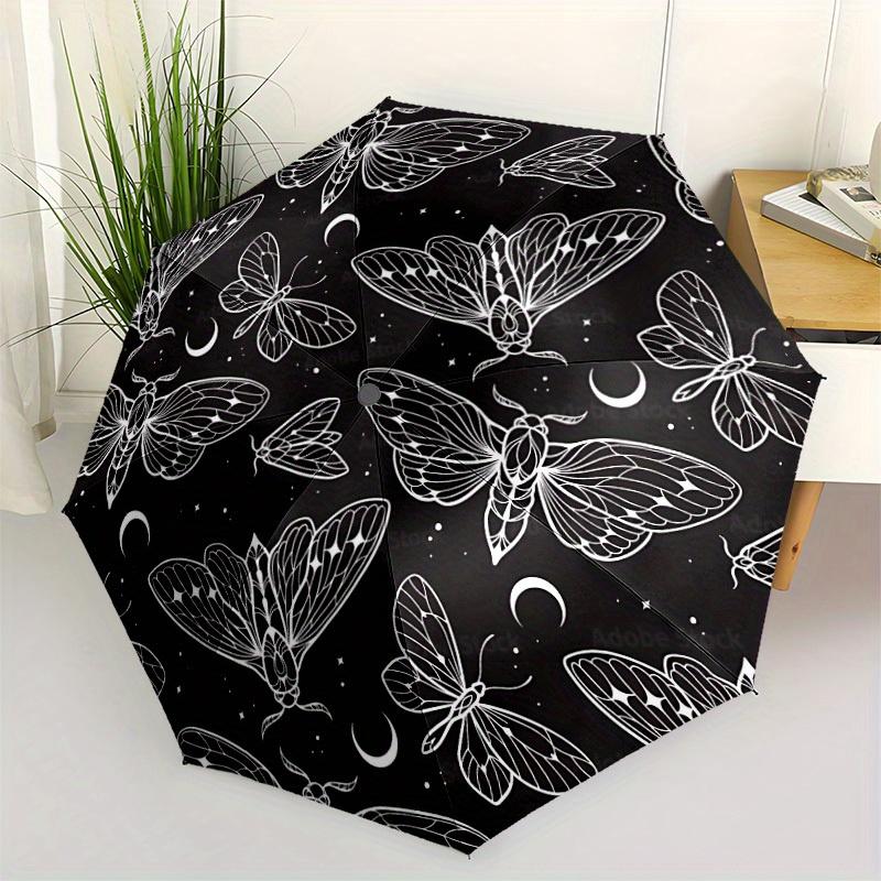 1pc Butterfly Night Automatic Open/close Umbrella, 8-Rib sturdy structure, Portable Travel Umbrella, Parties, Everyday Use, Outdoor Accessor