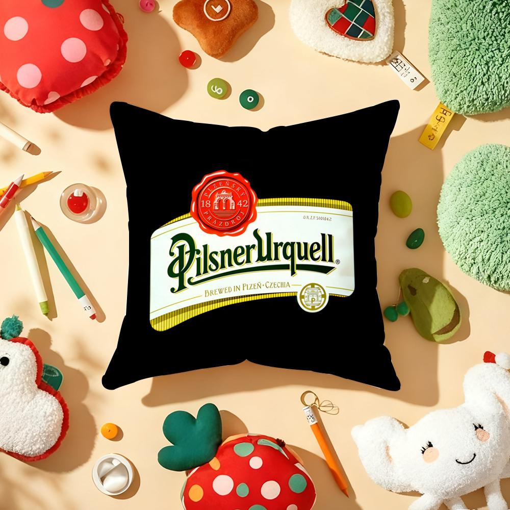 P-Pilsner-U-Urquells Beer Brand Cushion Cover Plush Fabric Soft Double-Sided Printed Sofa Warm Winter Home Gift Pillow Cover