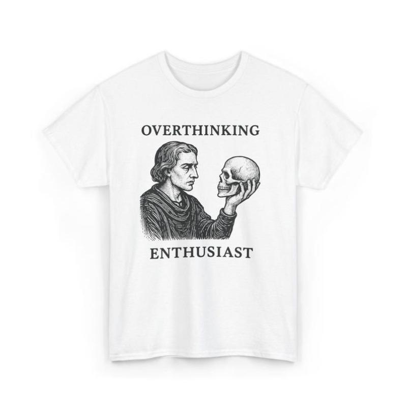 Overthinking Skull Shirt Funny Gothic Vintage Tee Dark Academia Humor Top Literary Aesthetic Gift for Thinkers  Book Lovers