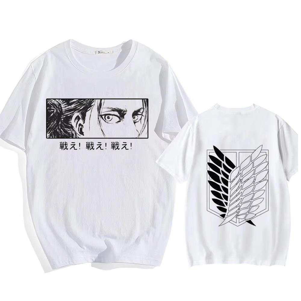Attack on Titan Streetwear Men's T Shirt Eren Yeager Shingeki No Kyojin  Anime Summer Cotton Women Tops Tees Casual High Quality
