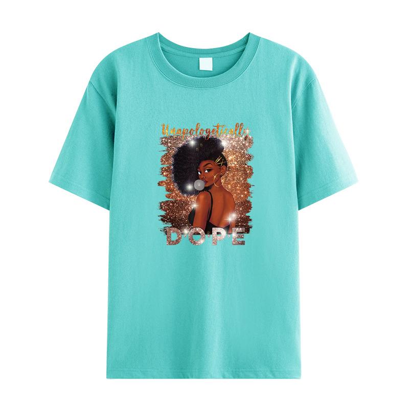 Afro Girl Iron On Patches Black Woman DIY T-Shirt Parches Ropa Heat Transfer Clothes Stickers Thermo Patch Diy Craft Supplies