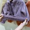 2024 Autumn Winter Girls Boys Casual Soft Warm Long Sleeve Coat Baby Kids Children Fleece Jacket Plush Zipper Closure Outerwear