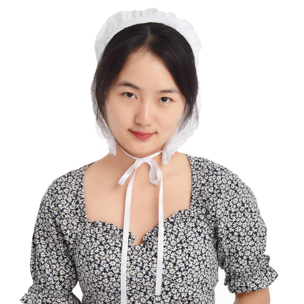 Touca de Cabelo Chapéu Prairie Traje Colonial Algodão [BLESSUME] Feminino 100% (Estilo-03)