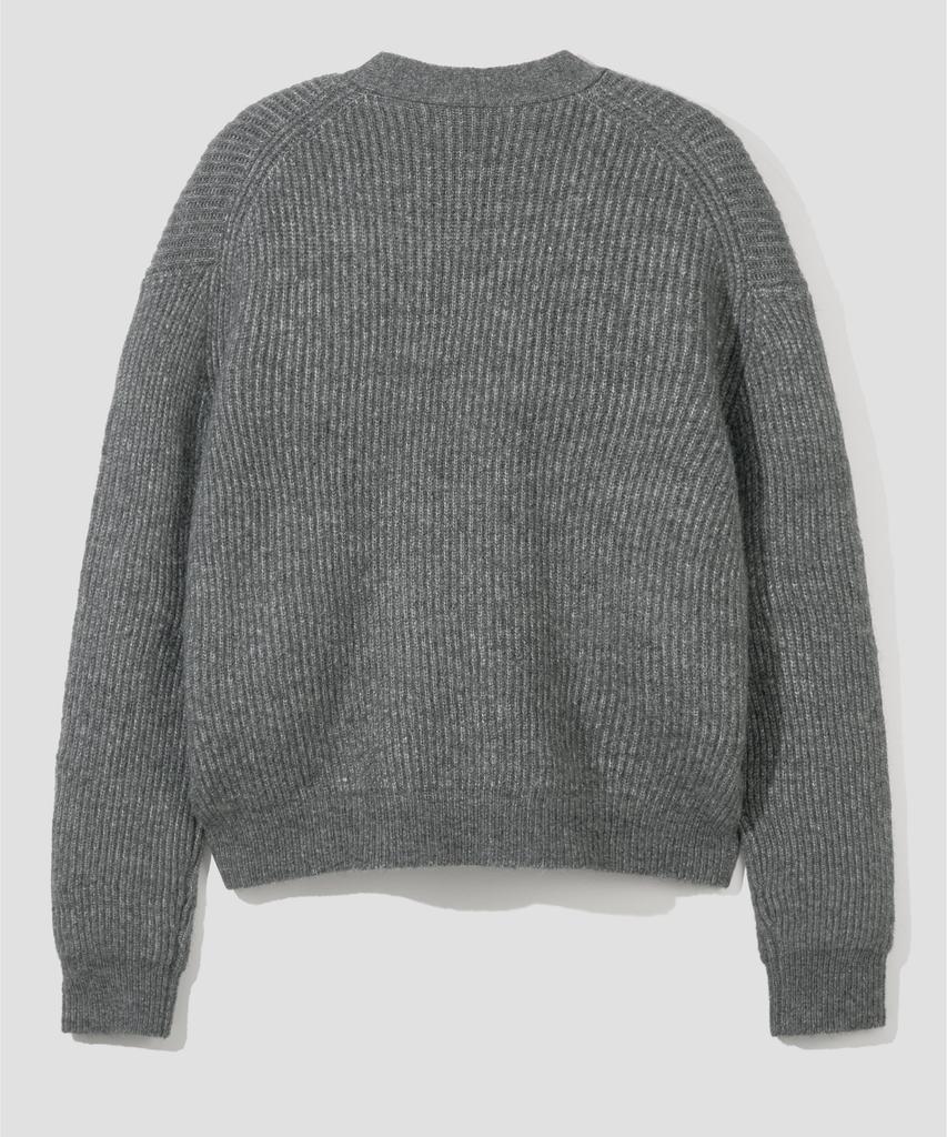 AGOD Hairy Ribbed Knit Cardigan [Heather Grey]