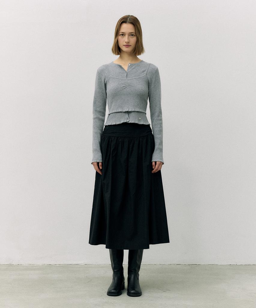 ROLAROLA Shirring Long Skirt Black