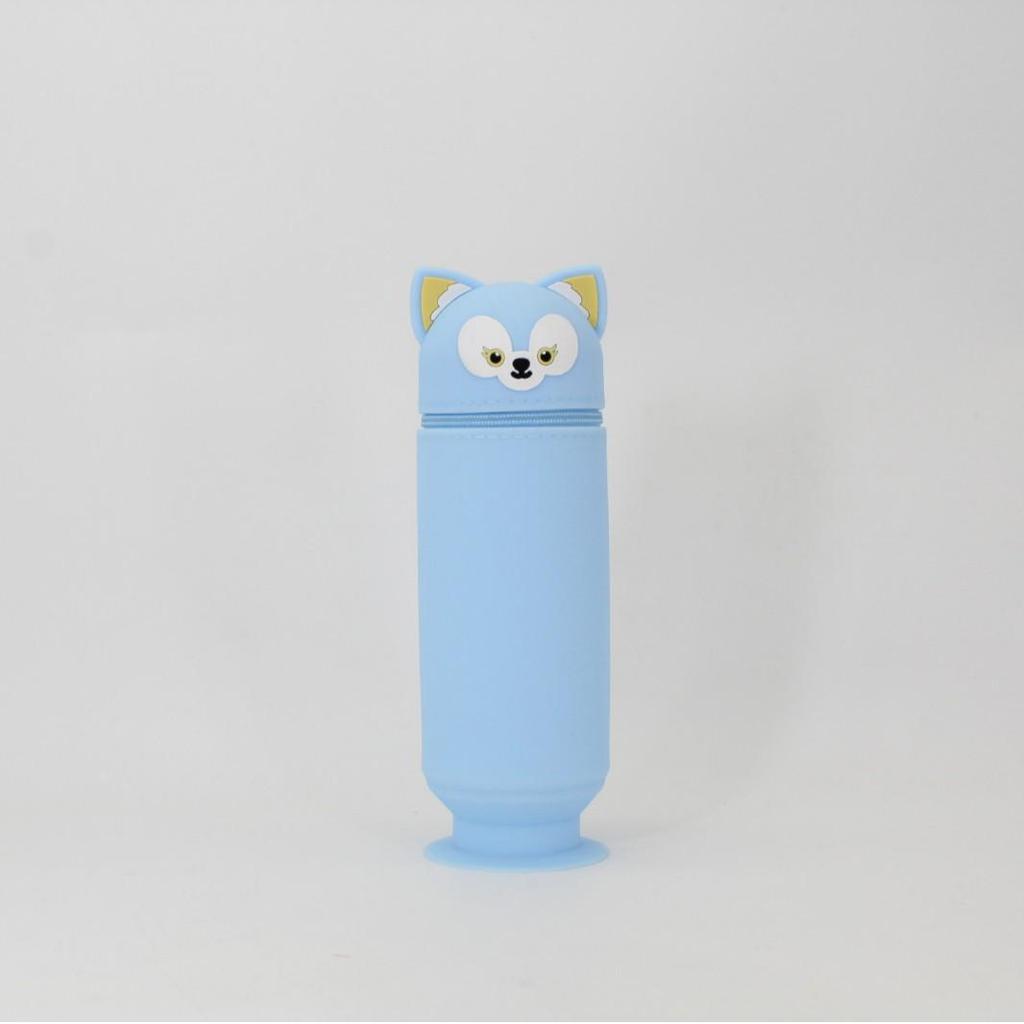 Silicone Fox Pencil Case - Stylish Solid Color Stationery Box for Students