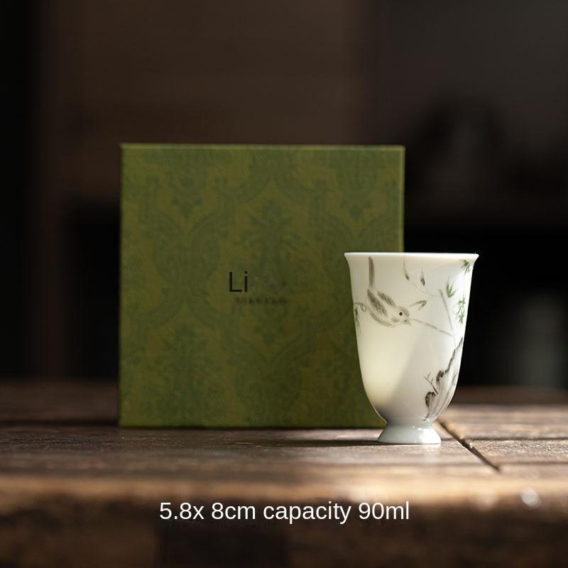 

Чашка для чая, керамическая, белая, покрытая глазурью, цветная, расписанная вручную, тушь, новая, китайская, настольная, офисная, для встреч, украшение, подарок, 1 шт.