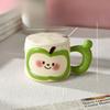 Cute Apple Mug Couple Design Feeling Niche with Lid with Spoon Ceramic Household Lady's High Pretty Drinking Water Cup