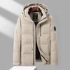 Men's Winter Hooded Down Jacket - Middle-aged Thick Warmth, Windproof, Stand Collar, Fashionable Cold-Weather Coat