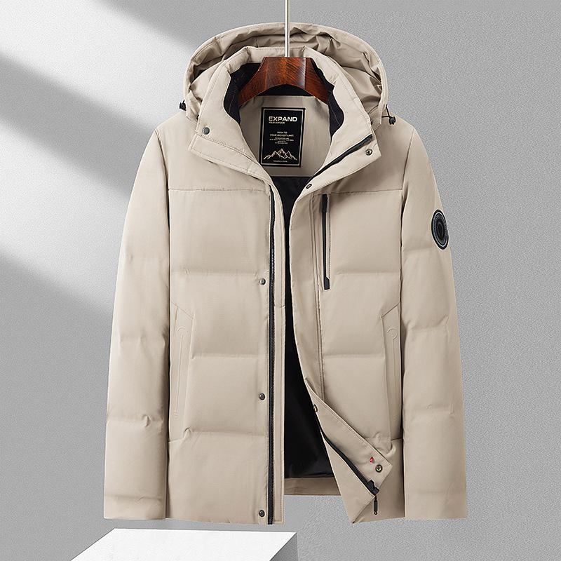 Men's Winter Hooded Down Jacket - Middle-aged Thick Warmth, Windproof, Stand Collar, Fashionable Cold-Weather Coat