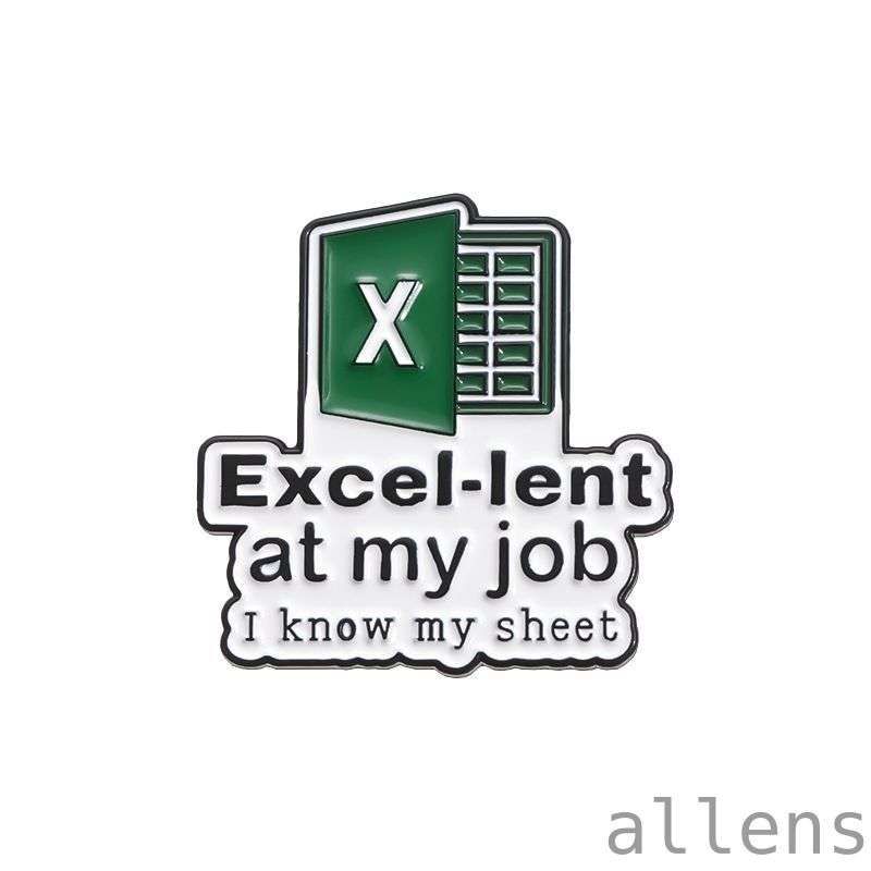 Excel-Themed Enamel Lapel Pin Excel-lent at My Job I Know My Sheet Spreadsheet Icon Badge for Office Work Accessories One Size