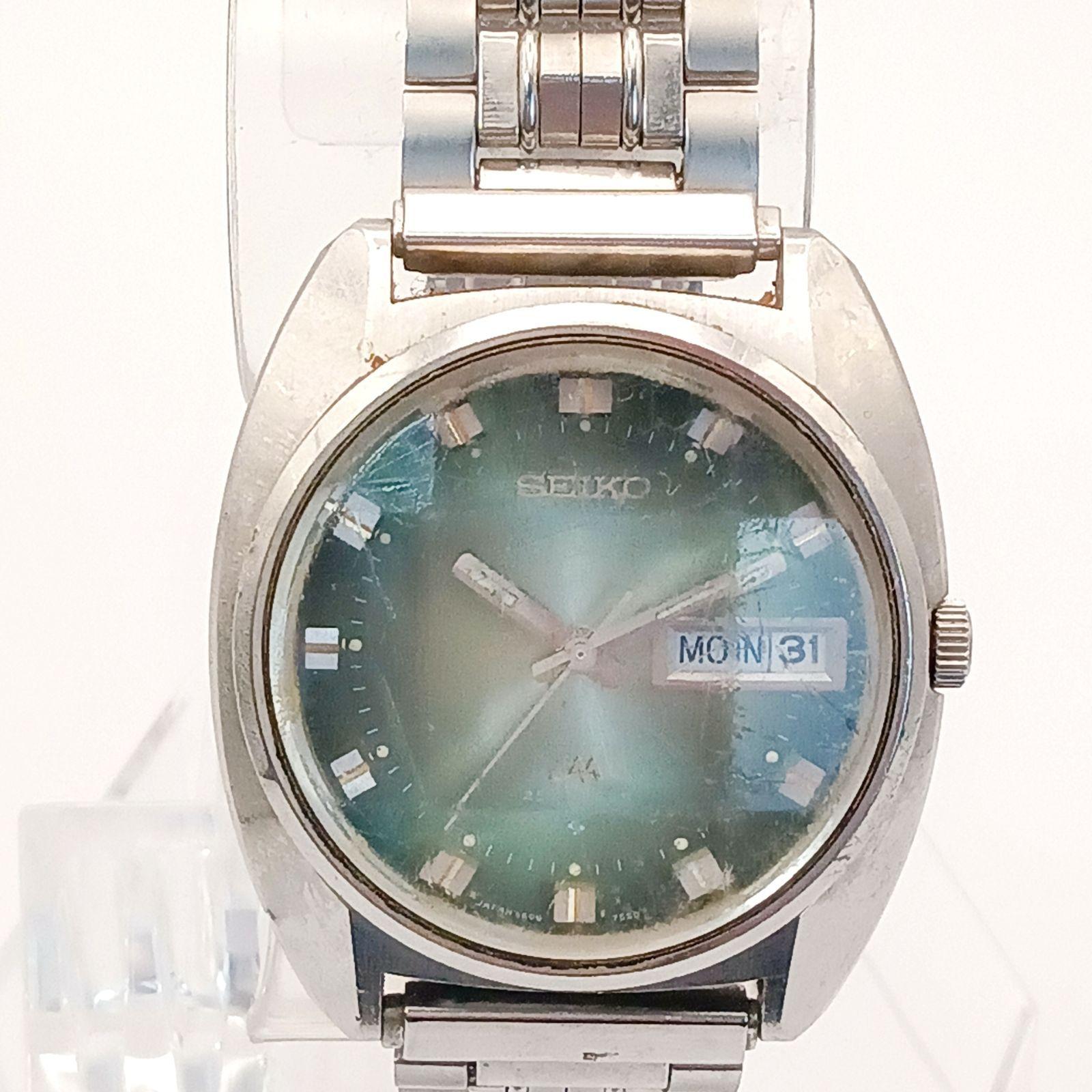 Б/у [Операция] 0508-1 SEIKO LM Seiko Roadmatic 5606-7231 Мужские Часы Автоматические Граненое Стекло Зеленый Циферблат День Дата Неисправные