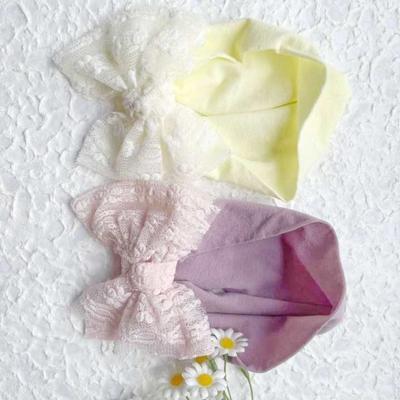 Nouveaux accessoires pour cheveux à nœud en dentelle pour enfants, bandeau élastique en nylon de couleur unie douce, bandeau pour bébé