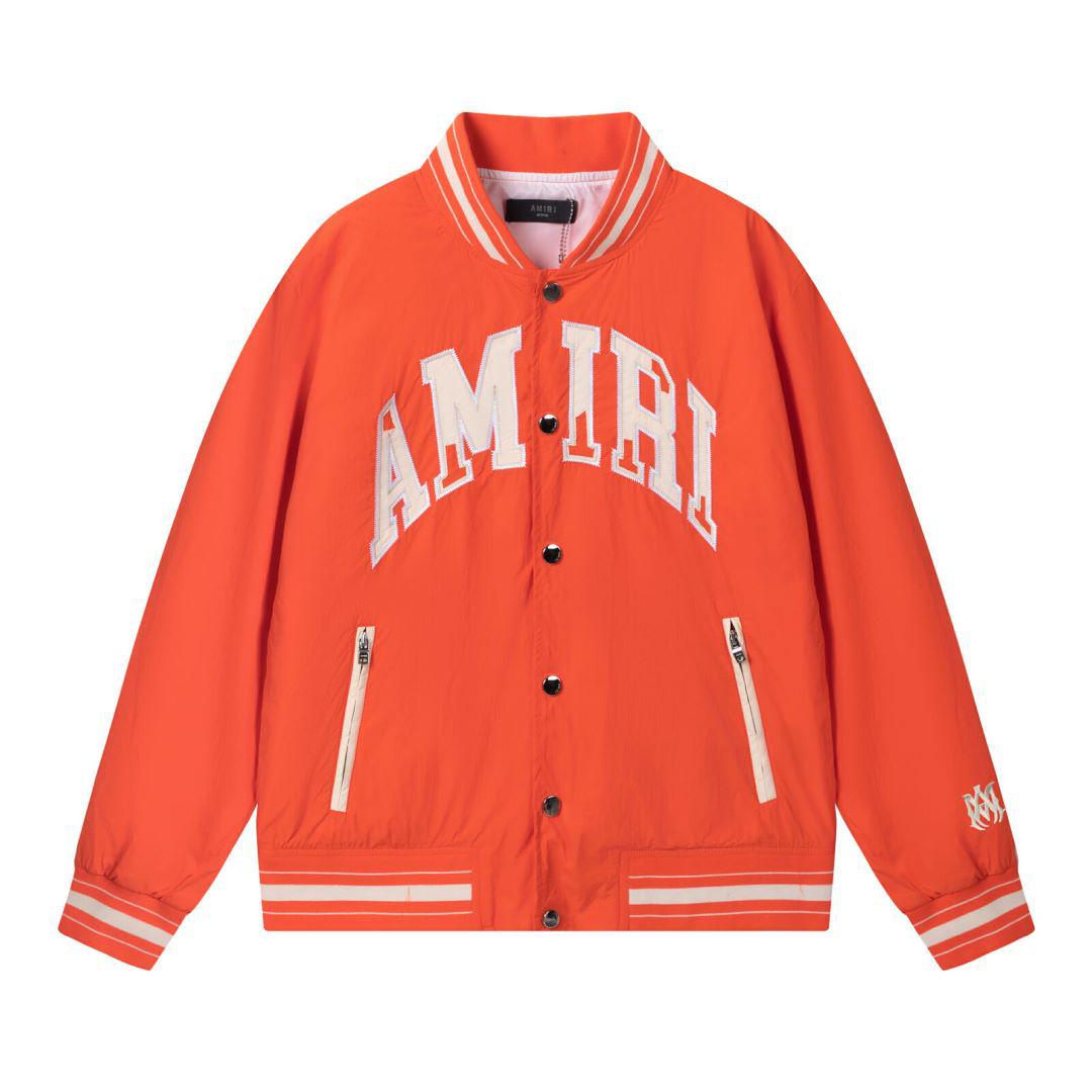 Унисекс Корейский Стиль AMIRI Вышитая Бейсбольная Куртка Осень/Зима 2024 M оранжевый