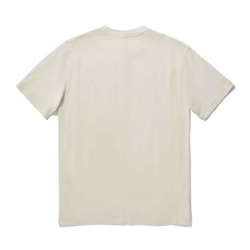 Li Ning Kung Fu Series Solid Color Round Neck Comfortable Breathable Versatile Short Sleeve T-Shirt Men Tops Oatmeal-Gray AHSU909-1