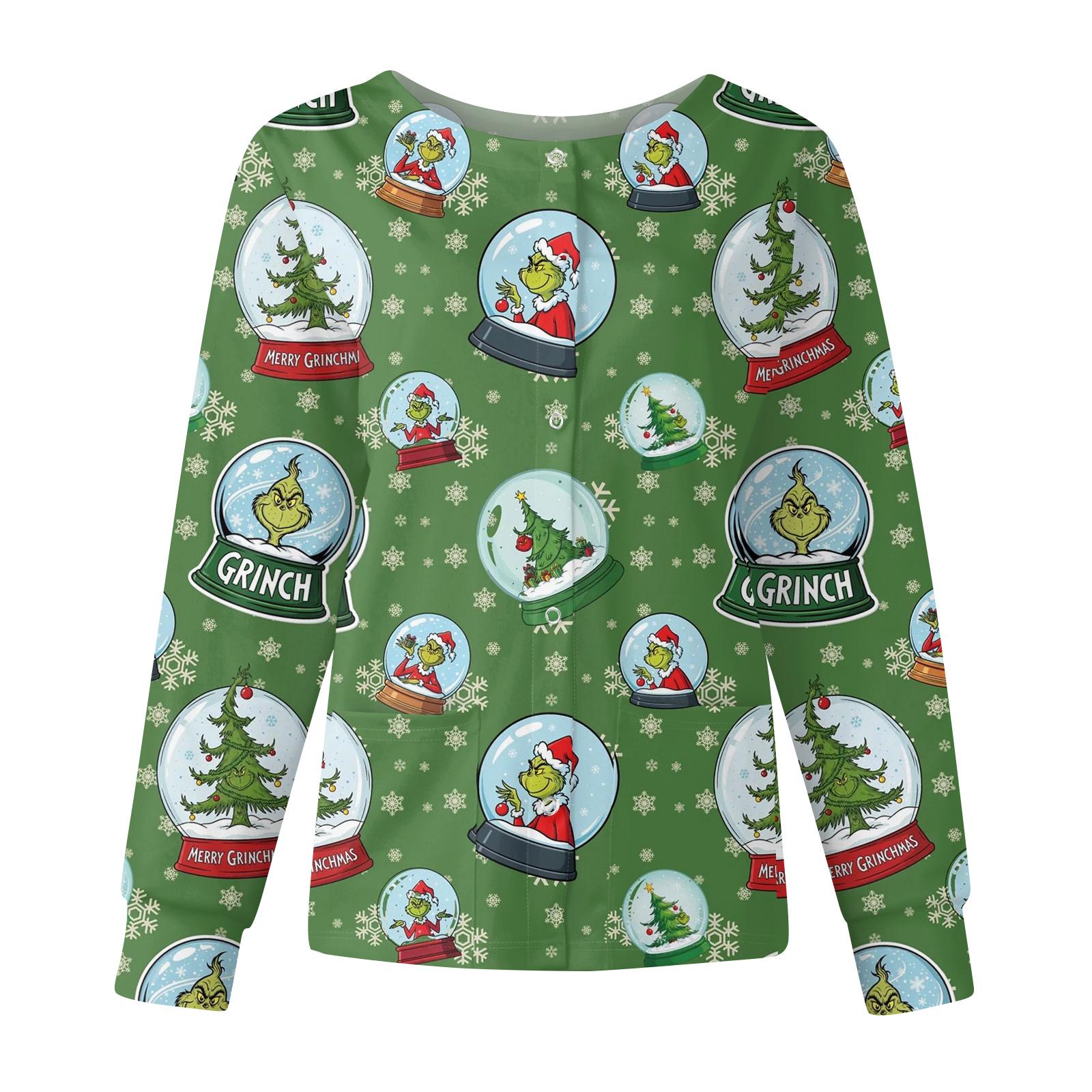 

Женская повседневная модная куртка с длинным рукавом, воротником-стойкой, на одной пуговице, с рождественским принтом, рабочая куртка, топы L армия зеленый