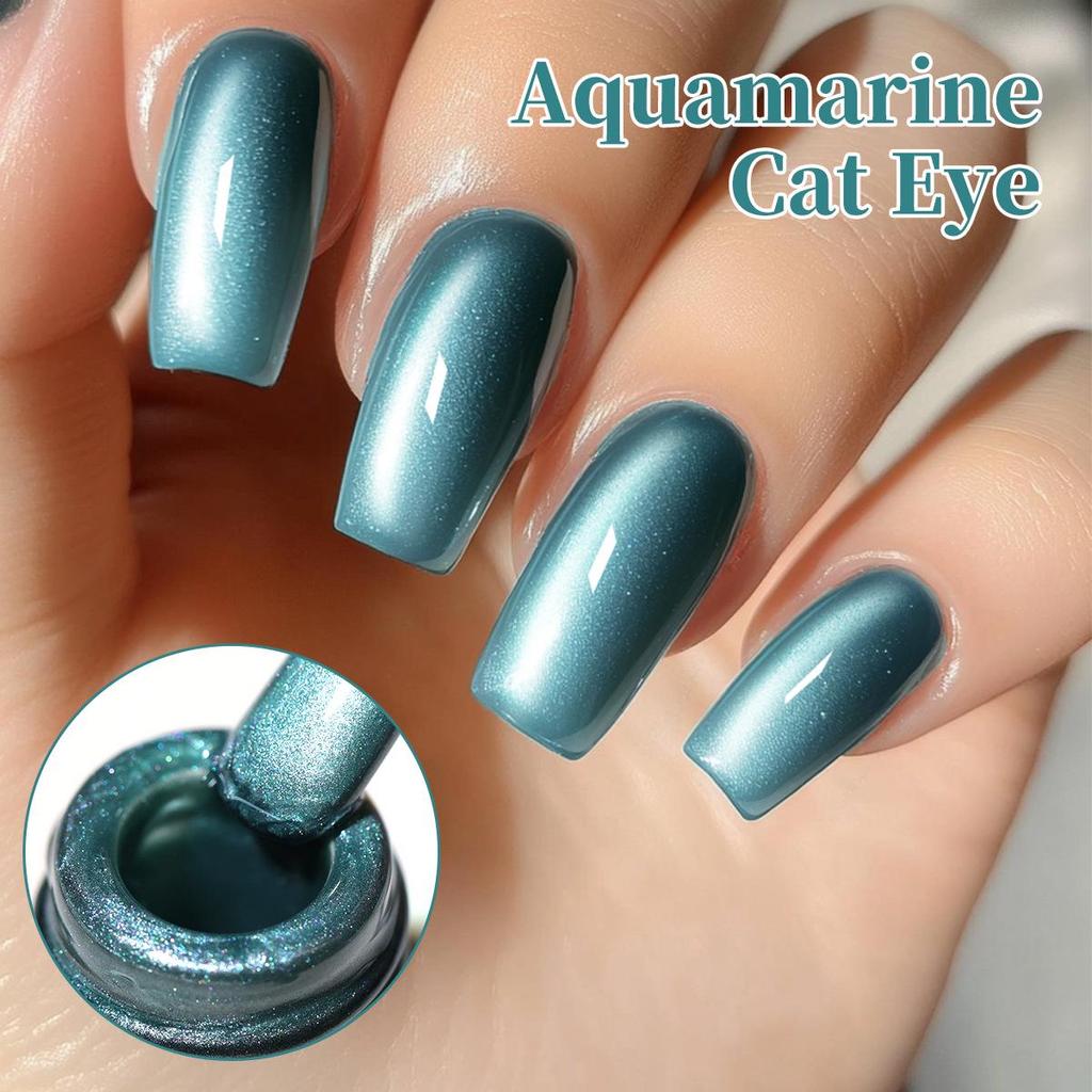Aquamarine Cat Eye Gel Polish: Trending 2025 Nail Salon Specialty