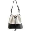 New bucket bag women's drawstring pleated bag niche splicing design women's shoulder bag canvas