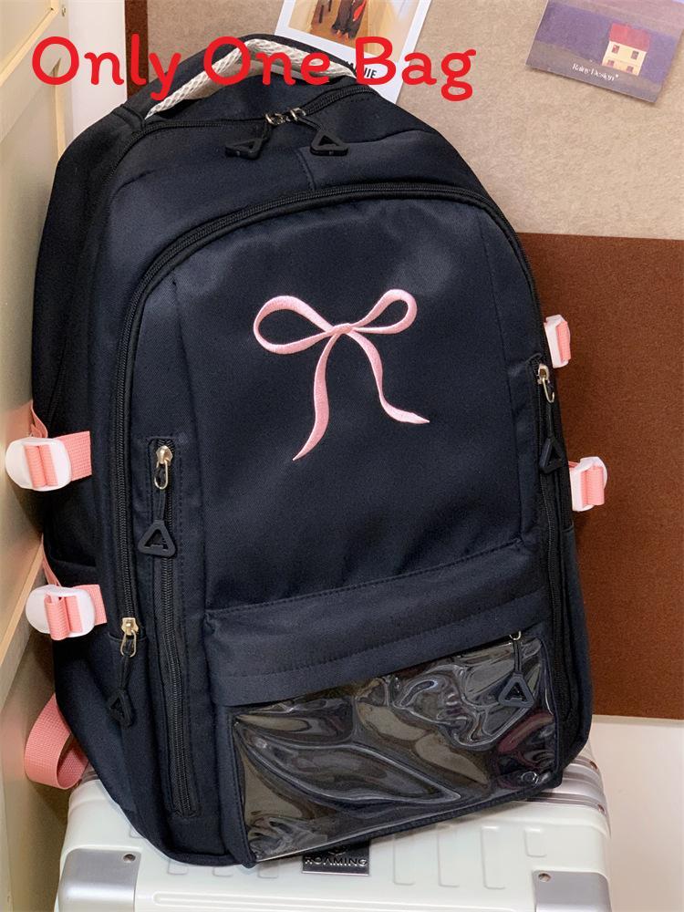 Mädchenrucksack mit gestickter Schleife und Nylon für die Schule
