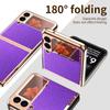 Plain Leather Case For Samsung Galaxy Z Flip 3 Phone Shell Z Flip Folding Screen Electroplating All -Inclusive Anti -Fall Holster