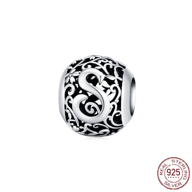 New 925 Sterling Silver Birthstone Heart Pendant Letter Series Bead Fit Original Fashion Charms Bracelet Women Jewelry Diy Gift