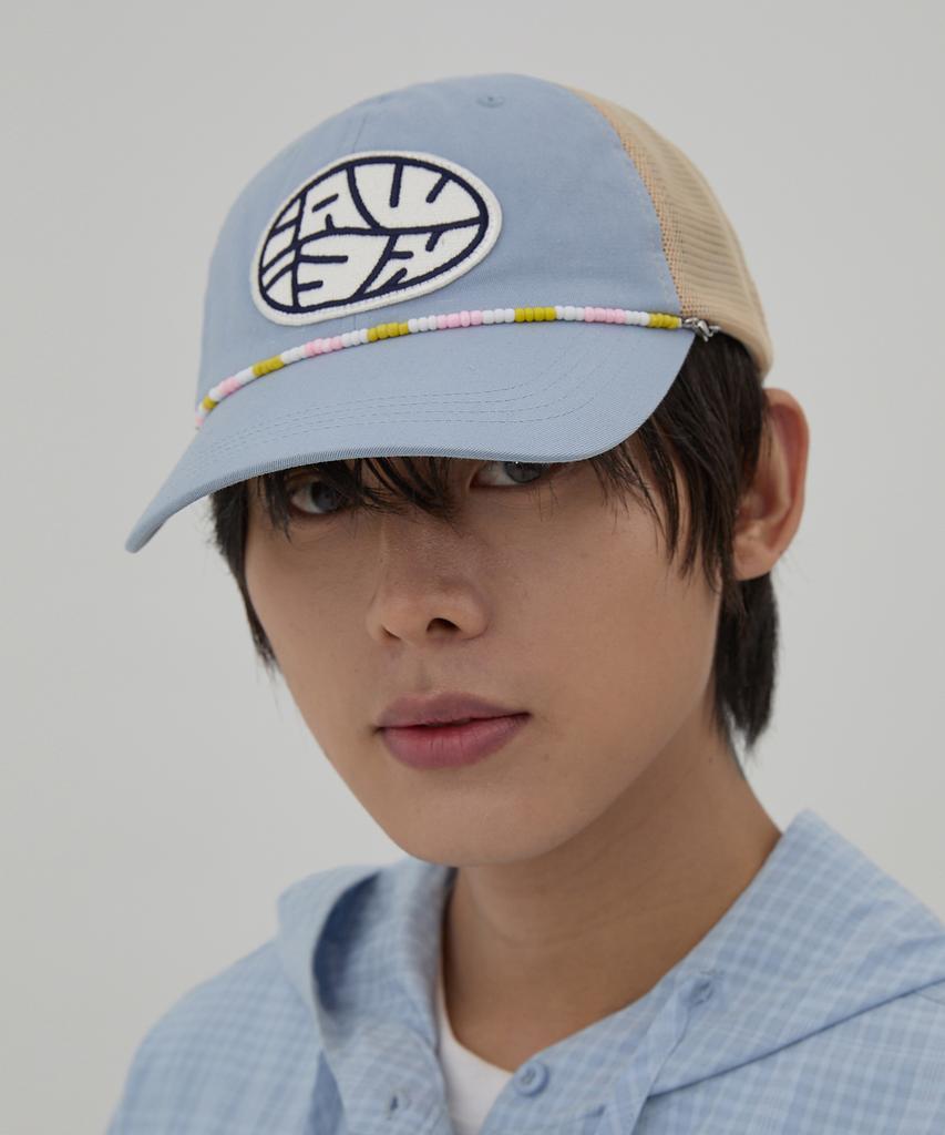 WAIKEI Detachable Bead String Mesh Ball Cap Sky Blue