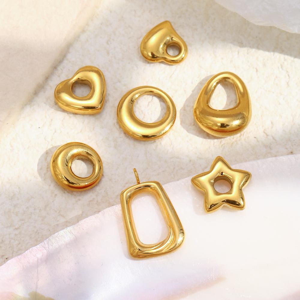 MamacitaSlay 316L Stainless Steel Hollow Heart Pendant Earrings Necklace DIY Accessories Waterproof 18K Gold Plated Jewelry Gift