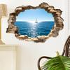 Yousheng 3D Broken Wall Ocean View Sticker, Coconut Tree Beach Decorative Decal, Waterproof Peel-And-Stick Wall Art for Living Room, Bedroom,
