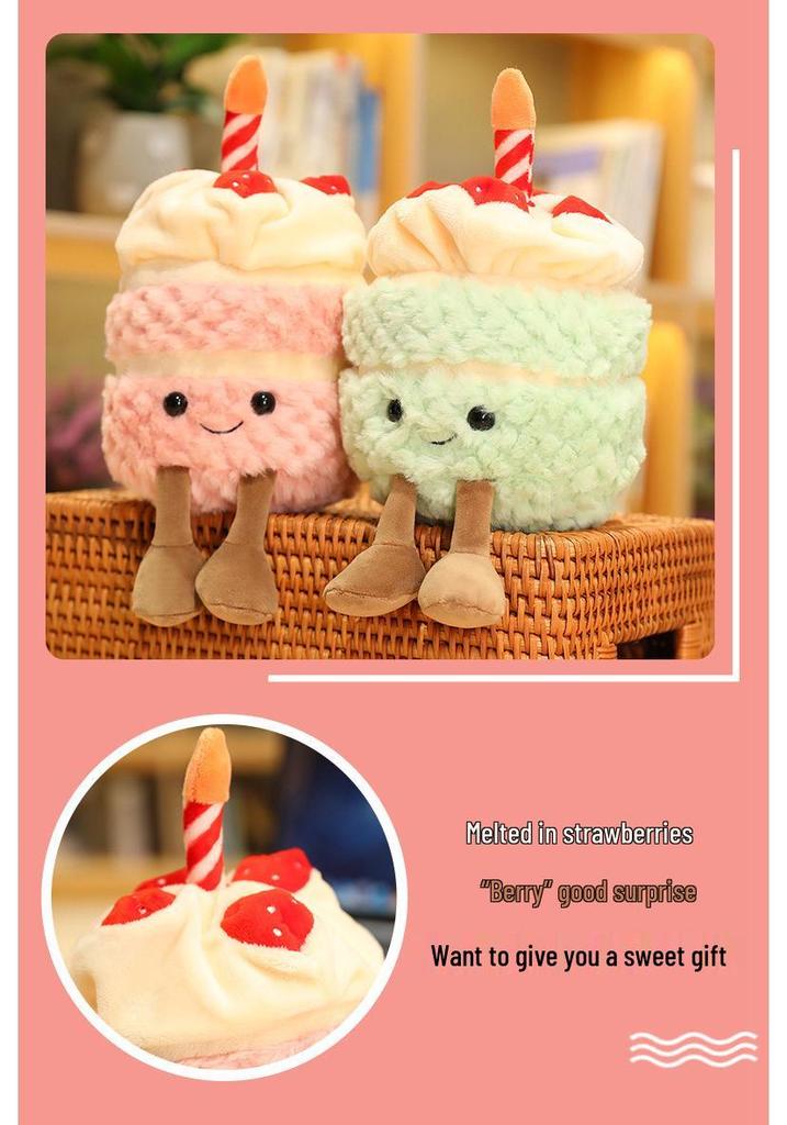 Illuminated Musical Birthday Cake Doll Plush Toy Gift for Girls