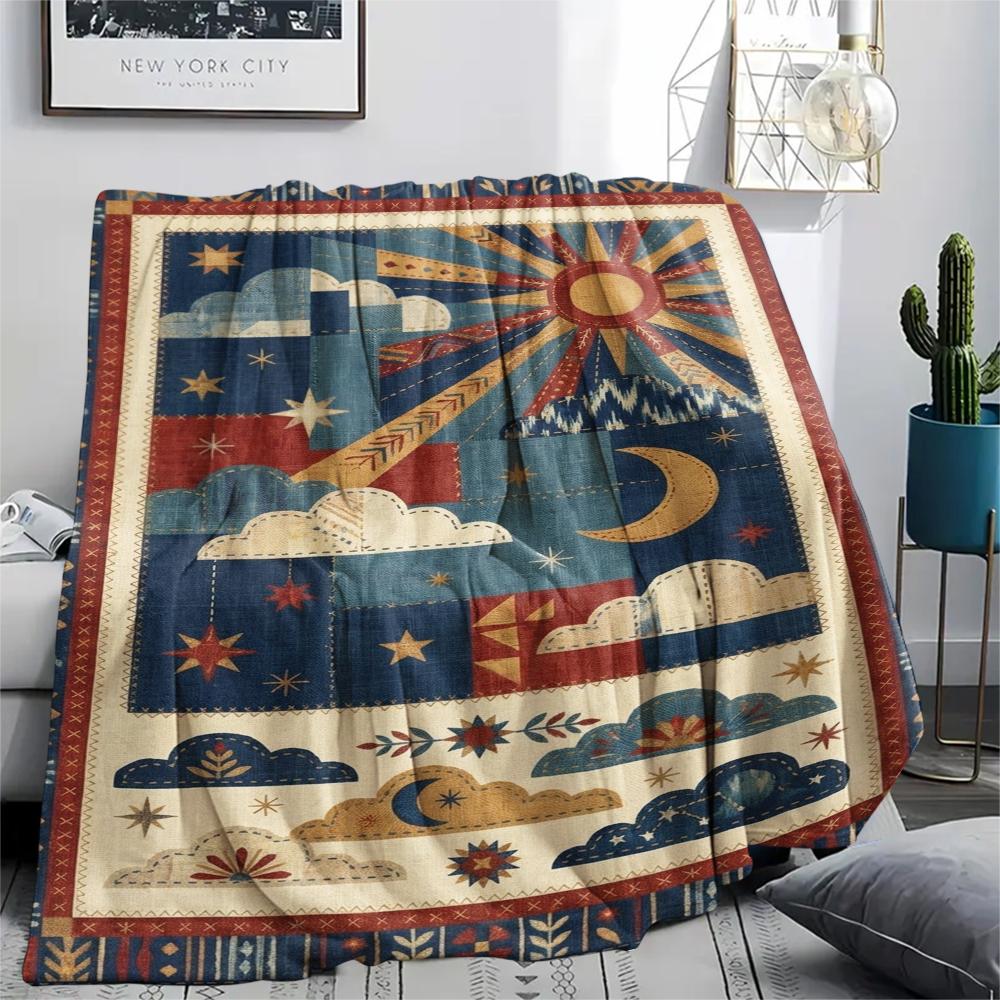 1Pc Sky Print Flannel Blanket, High Quality Comfortable for All Seasons, Home Decor, Warmth and Comfort, Perfect for Christmas Gifts W162