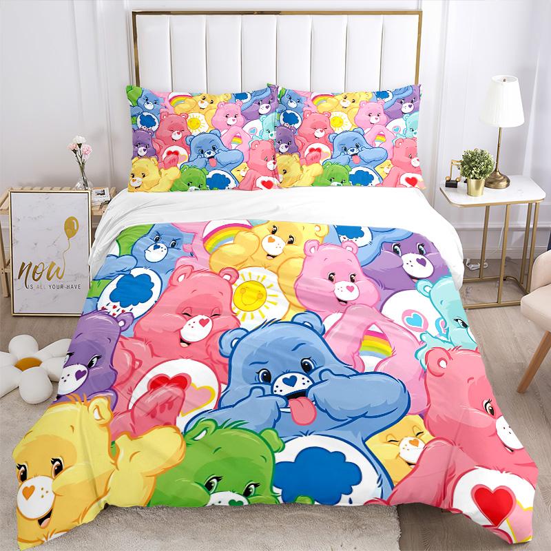 Colorful Care Bears Collage Print 3Pcs Bedding Setduvet Cover With 2 Bedropillowcase Home Birthday Gift