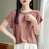 Fashion Slash Neck Women Sweater Ice Silk Spring Summer Women Loose Casual Shirts Short Sleeve Top