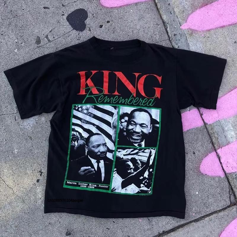 Martin Luther King T Shirt Europe United States Fashion Men Women Short Sleeve Tees Streetwear Loose Casual Retro Trend Portrait