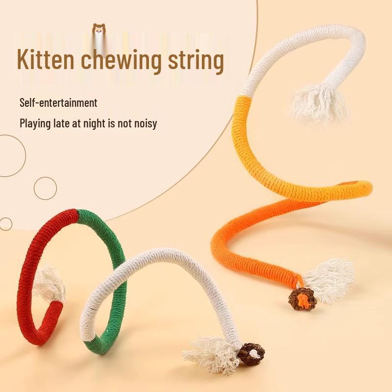 Cat Mint Rope Teaser Stick - Bite-Resistant Self-Play Toy for Boredom and Teething Relief