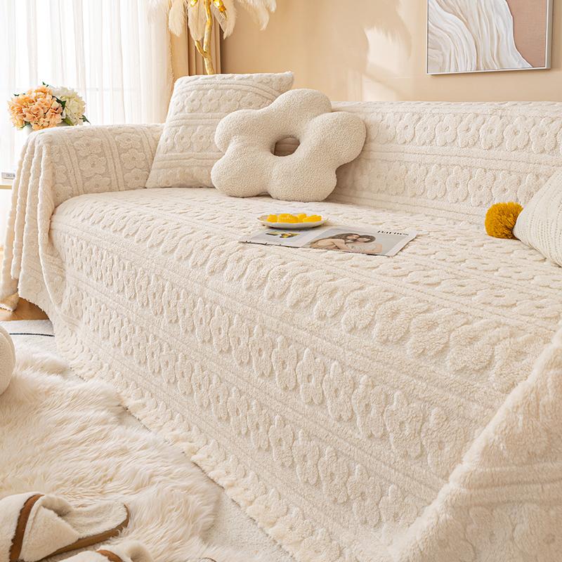 Plush Minimalist Sofa Cover, Anti Slip and Warm, Winter Thickened Sofa Protective Cover