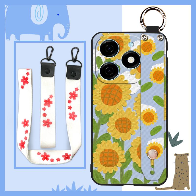 Fashion Design Durable Phone Case For Tecno Spark20/KJ5 Flower Anti-knock Phone Holder Anti-dust Dirt-resistant Ring