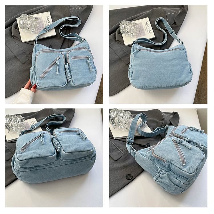 Retro denim tote bag women's casual shoulder bag