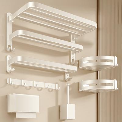 Creme Wind Handtuchhalter, Toiletten-Bohrloser Badehandtuchhalter, Badezimmer-Toiletten-Wandmontage-Platz Aluminium-Aufbewahrung Hängeleiste